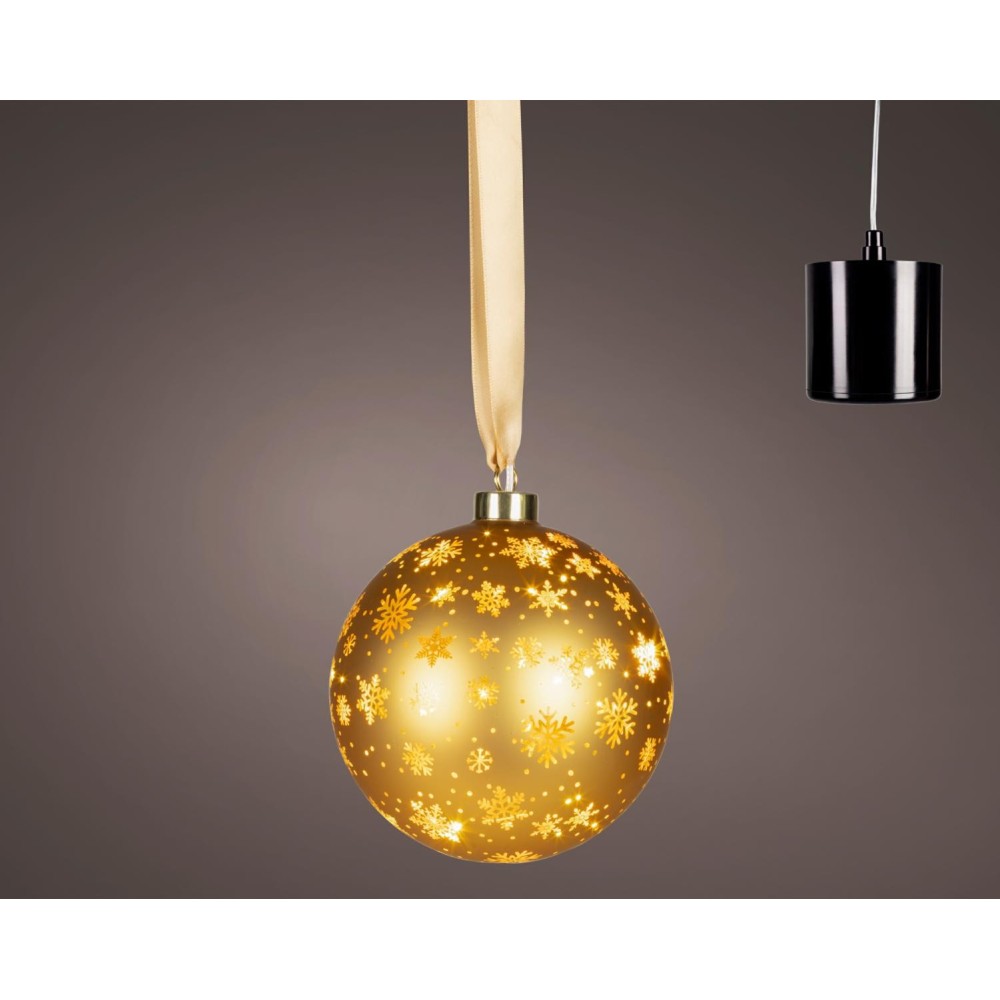 SFERA LED VETRO ORO FIOCCO NEVE D.14